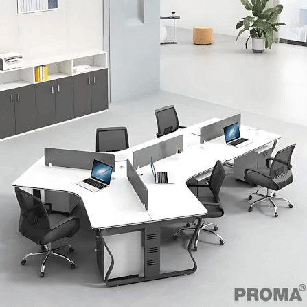 [Pre-order] โต๊ะทำงาน Proma-POD-05 สีขาว/ดำ แบบ 5 ที่นั่ง (มีตู้เอกสาร)_10